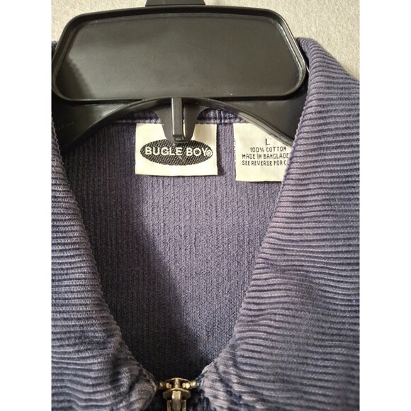 Bugle Boy Corduroy Baggy Zip Up Shirt L Relaxed Blue Skater Chore Jacket Y2K - Picture 3 of 7